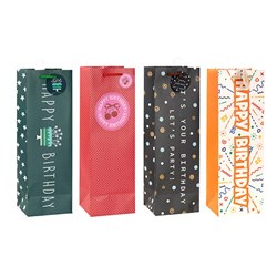 Gift Bag Happy Birthday Embossed Bottle 4 Asst