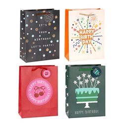 Gift Bag Happy Birthday Embossed S 210gsm 4 Asst