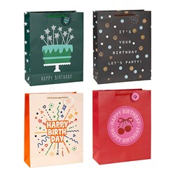 Gift Bag Happy Birthday Embossed M 210gsm 4 Asst