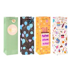 Gift Bag Happy Birthday Foil Bottle 210gsm 4 Asstd