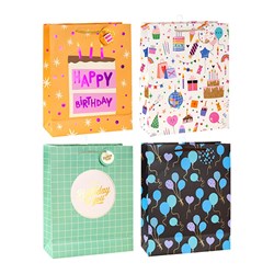 Gift Bag Happy Birthday Foil M 210gsm 4 Asst