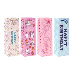 Gift Bag Happy Birthday Glitter Bottle 210gsm 4 Asst