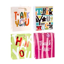 Gift Bag Thank you Foil M 210gsm 4 Asst