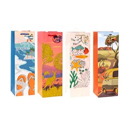 Gift Bag Australiana Glitter Bottle 210gsm 4 Asst