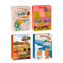 Gift Bag Australiana Glitter S 210gsm 4 Asst