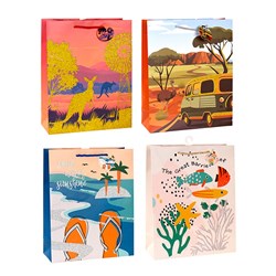 Gift Bag Australiana Glitter M 210gsm 4 Asst