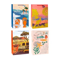 Gift Bag Australiana Glitter L 210gsm 4 Asst