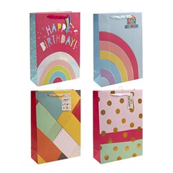 Gift Bag 210gsm Happy Birthday w J Hook XL 300x420x120mm