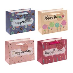 Gift Bag 210gsm Happy Birthday w J Hook M 180x240x80mm