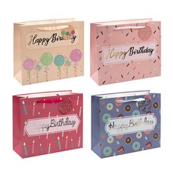 Gift Bag 210gsm Happy Birthday w J Hook L 260x320x100mm