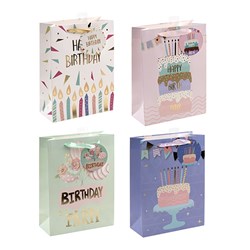 Gift Bag 210gsm Happy Birthday w J Hook M 180x240x80mm