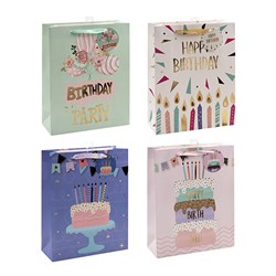 Gift Bag 210gsm Happy Birthday w J Hook L 260x320x100mm