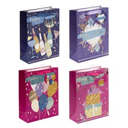 Gift Bag 210gsm Happy Birthday w J Hook M 180x240x80mm