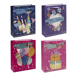 Gift Bag 210gsm Happy Birthday w J Hook L 260x320x100mm