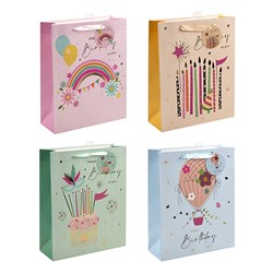Gift Bag 210gsm Happy Birthday w J Hook L 260x320x100mm
