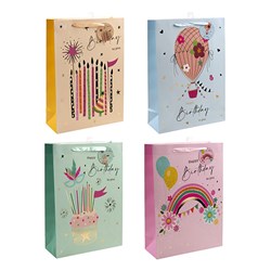 Gift Bag 210gsm Happy Birthday w J Hook XL 300x420x120mm