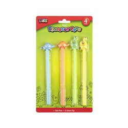 Pen Gel 4pk Dinosaur Design
