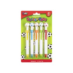 Pen Ballpoint Soccer Ball Retractable 5pk