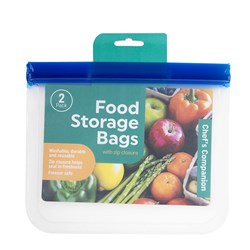 Food Storage Zipper Bag PEVA Pk2 21.5x18cm ClipStrip