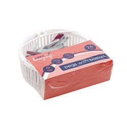 Pegs w Basket 24pk Collapsible Basket