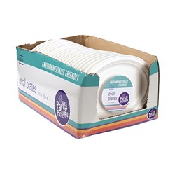 Eco Friendly Plate Oval 31x25cm White Pk6