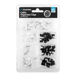 Hooks Cable Clip Circular White and Black Asstd 65Pk