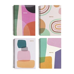 Notebook Hard Cover Printed Spiral 4Ast A4 120pg
