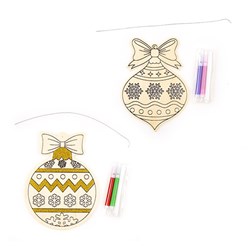 Decoration Xmas Ornaments Wooden DIY 2 Asst 12x17cm