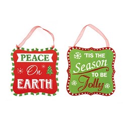 Decoration Xmas Hanging Sign 2 Asst 19x19cm