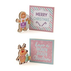 Decoration Sign Standing Xmas 2 Asst 25x15cm