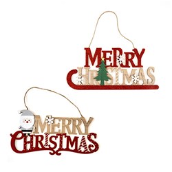 Decoration Xmas Hanging Sign 2 Asst 31x14cm