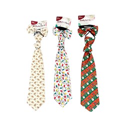Tie Novelty w Bow 43cm Xmas 3 Asstd