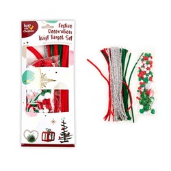 Decorations Twist Tinsel Set DIY w Pom Pom