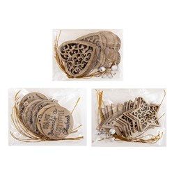 Decoration Xmas Ornaments Mini Wooden 3 Asst Designs