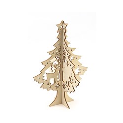 Decoration Xmas Wooden Tree DIY Colour 19x26cm