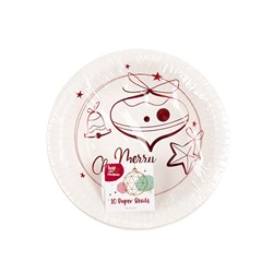 Paper Bowl 165mm Xmas Gold Foil 10pk P6.7 FSC Mix 70%