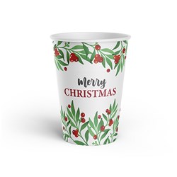 Paper Cups 220ml Xmas Printed 10pk P6.7 FSC Mix 70%