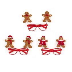 Glasses Glitter Novelty Xmas Gingerbread 3 Asst