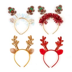 Headband Novelty Xmas w 2 Designs Asst Cols