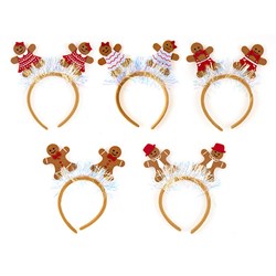 Headband Novelty Xmas Gingerbread Man 5 Asst Cols