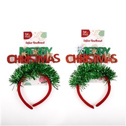 Headband Novelty Xmas "Merry Christmas" 2 Asst Cols
