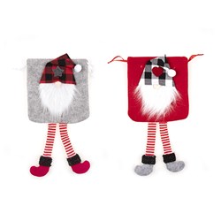 Gift Bag Xmas Stocking w 3D Santa 20x22cm 2 Asst Designs M