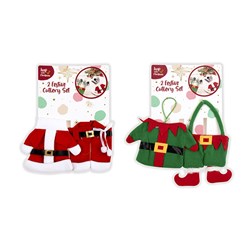 Cutlery Xmas Holder 2pk 2 Asst Cols