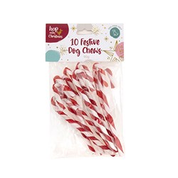 Dog Xmas Chew Candy Cane 10pk Rawhide