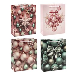 Gift Bag Xmas w Crystal Glitter 210gsm XXL w JHook Ast