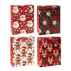 Gift Bag Xmas w Crystal Glitter 210gsm XL w JHook Asst