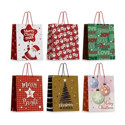 Gift Bag Xmas Basic 157gsm M w JHook 6 Asst Designs