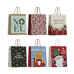 Gift Bag Xmas Basic 157gsm XL w JHook 6 Asst Designs