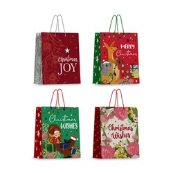 Gift Bag Xmas Australiana 157gsm M w JHook 4 Asst