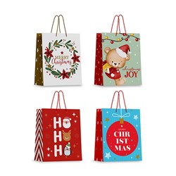 Gift Bag Xmas Basic 157gsm S w JHook 4 Asst Designs